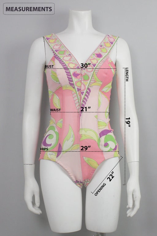 Pucci One Piece Bathing Suit, Late 1960s  In Excellent Condition For Sale In New York, NY