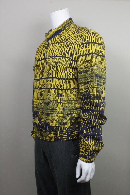 Moschino Logo Print Jean Bomber Jacket