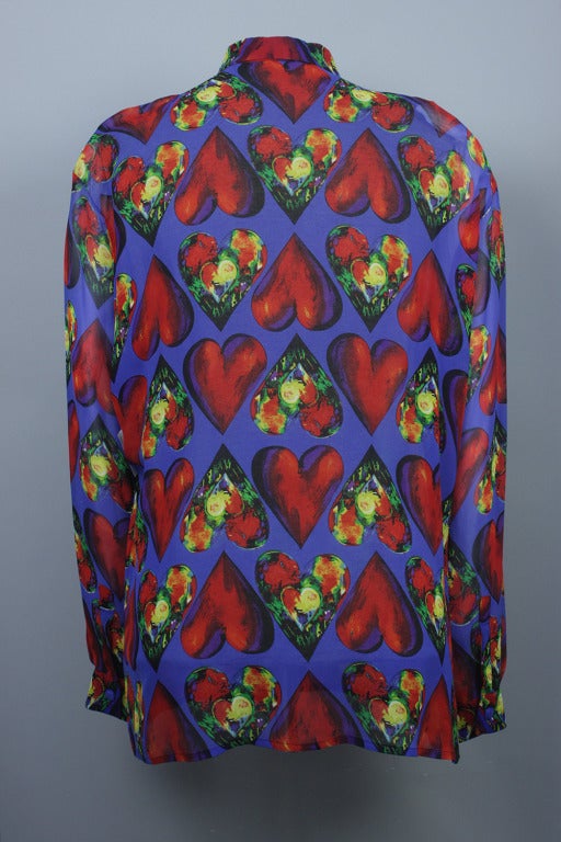 Black Late 1980s Men's Gianni Versace Sheer Silk Chiffon Shirt