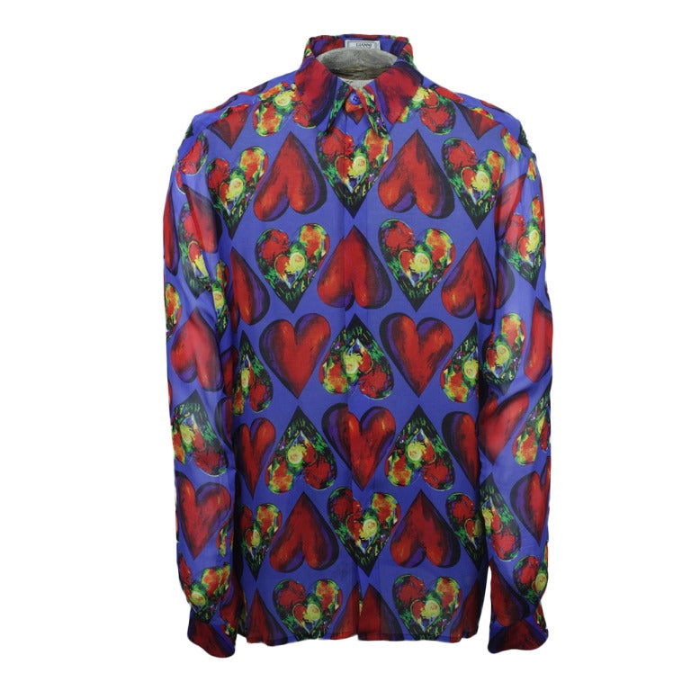 Late 1980s Men's Gianni Versace Sheer Silk Chiffon Shirt