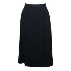 Vintage 1980s Chloe Black Wool Wrap Skirt