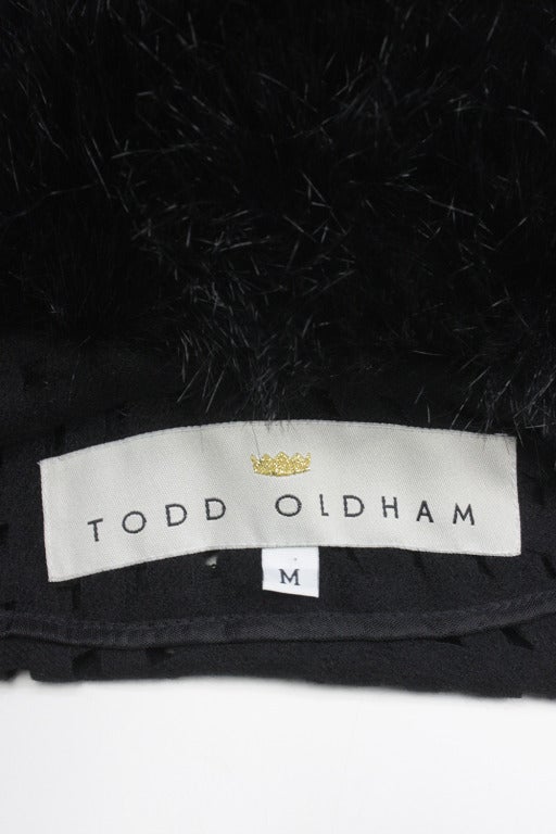 Todd Oldham Faux Fur Trim Wrap Sweater In Excellent Condition For Sale In New York, NY