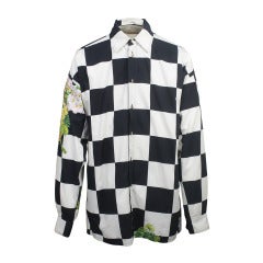 1990s Versace Jeans Couture Men's Checkerboard Print Shirt
