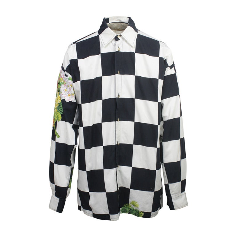 Camisa con estampado de cuadros Versace Jeans Couture para hombre, años 90