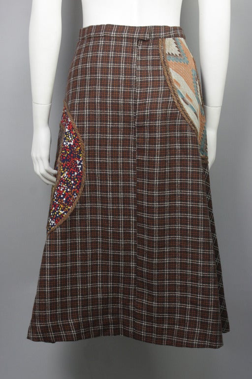 Black 1970s Koos van den Akker Wool Patchwork Skirt