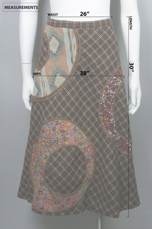Women's 1970s Koos van den Akker Wool Patchwork Skirt