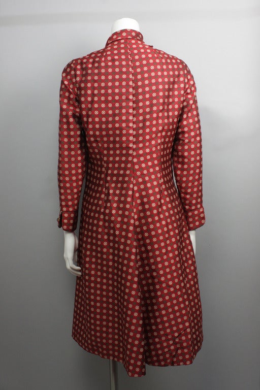 Brown Geoffrey Beene 1970s Silk Foulard Print Dress