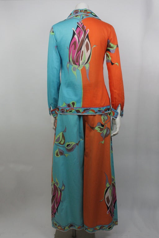 Gray Late 1960s Emilio Pucci  Two Piece with Palazzo Pant