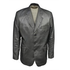 Retro Moschino Cheap and Chic Charcoal Gray Nylon Blazer with Question Mark