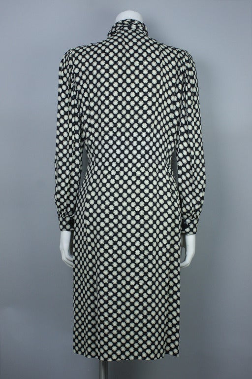 1980s Pauline Trigere Black and White Polka Dot Dress In Excellent Condition In New York, NY