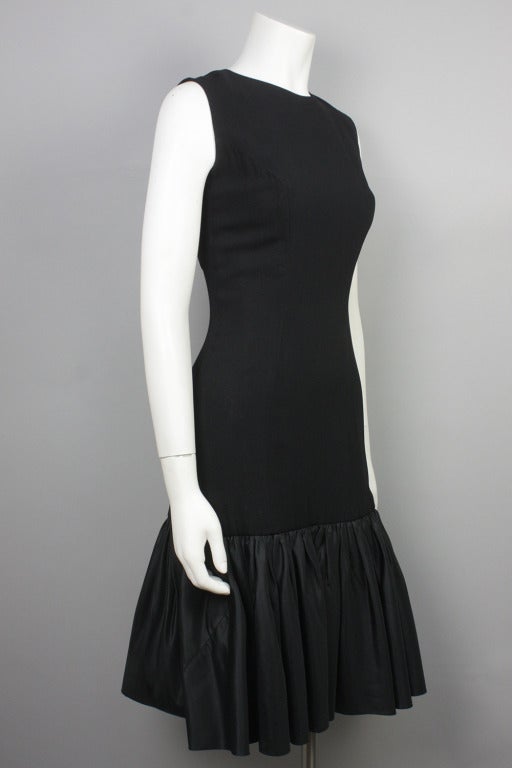 1950s Black Dress with Flounced Hem