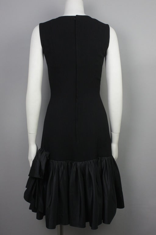 1950s Black Dress with Flounced Hem For Sale at 1stDibs