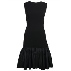 1950s Black Dress with Flounced Hem