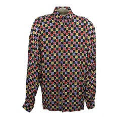 Versace Men's Multicolor Floral Print Sheer Button Down