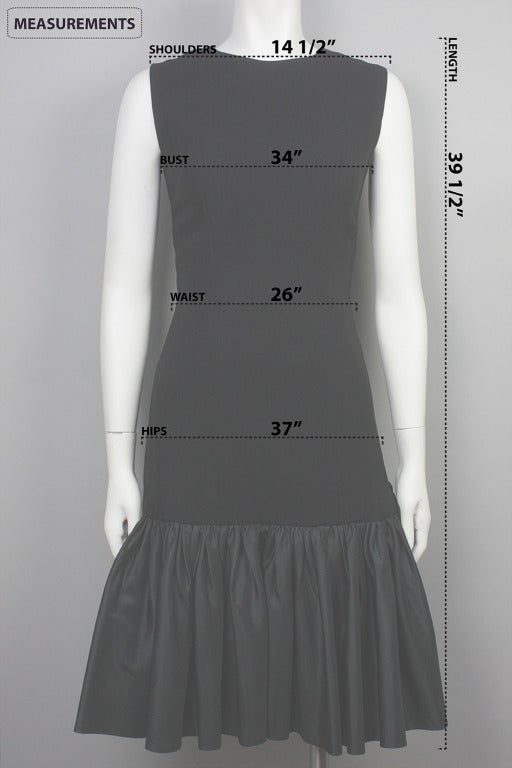 Women's 1950s Black Dress with Flounced Hem For Sale