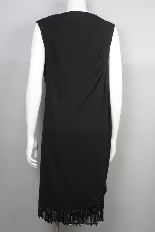 Black 1960s Jean Louis  Beaded Cocktail Dress