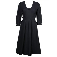 1950s Hattie Carnegie Navy Blue Dress