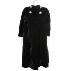 1950s Pauline Trigere Black Velvet Coat