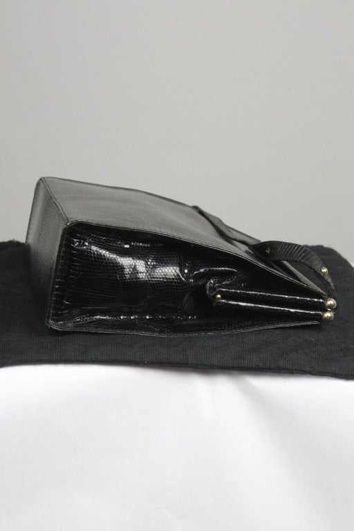 1980s Donna Karan Lizard Skin Clutch Shoulder Bag In Good Condition For Sale In New York, NY