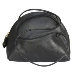 1970s Black Bottega Veneta Leather Shoulder Bag with Mirror