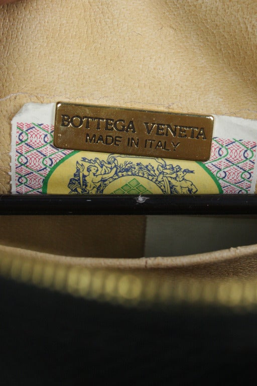 1970s Black Bottega Veneta Leather Shoulder Bag with Mirror 2