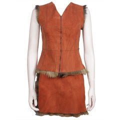 1990s Gianfranco Ferre Goat Shearling Vest and Skirt