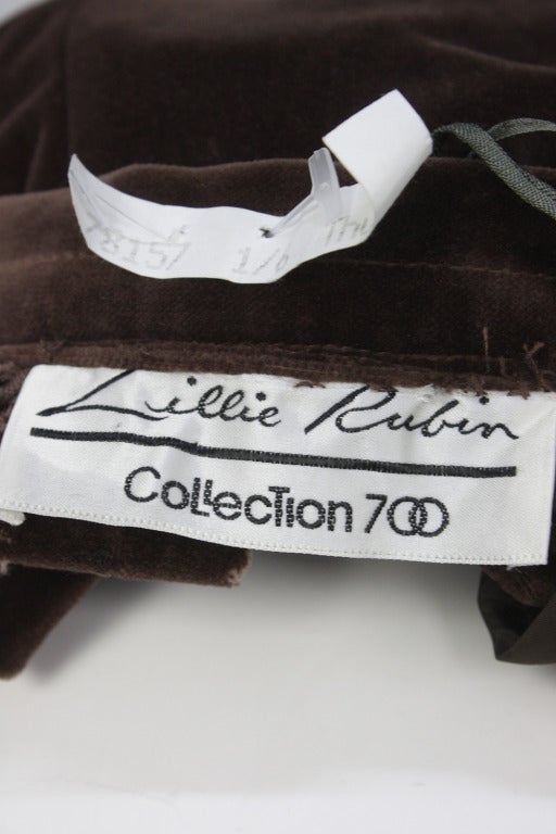 Women's 1970s Lillie Rubin Ruffle Tie Neck Blouse, Skirt, and Belt Set