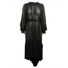 1970s Saint Laurent Rive Gauche Sheer Chiffon Peasant Dress