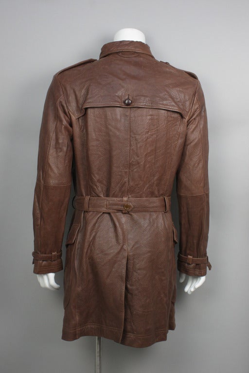 Black 1990s Vivienne Westwood Men's Brown Leather Trench For Sale