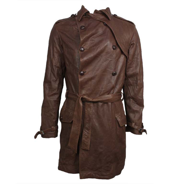 1990s Vivienne Westwood Men's Brown Leather Trench For Sale at 1stDibs