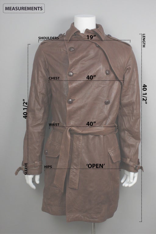 1990s Vivienne Westwood Men's Brown Leather Trench For Sale 2