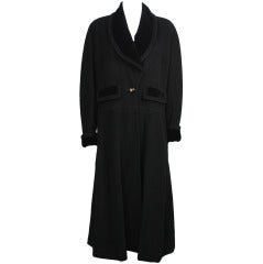 1980s Chanel Black Cashmere and Velvet Coat For Sale at 1stDibs
