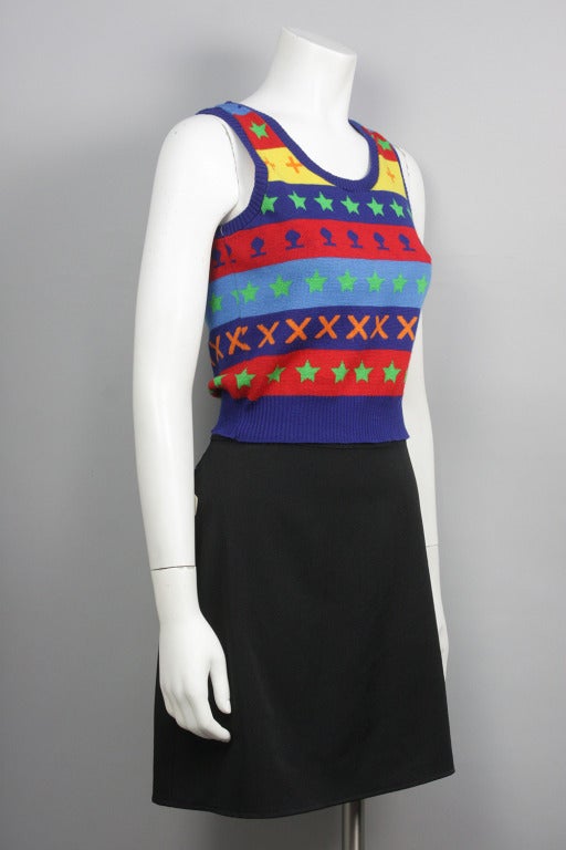 Sweater vest with a bright geometric knit pattern from Kenzo's Jap line.