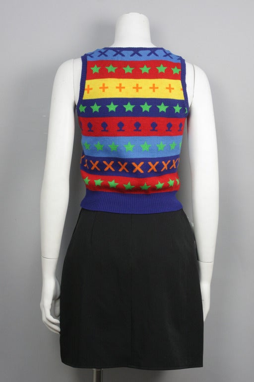 1980s Kenzo Jap Geometric Print Sweater Vest In Excellent Condition In New York, NY