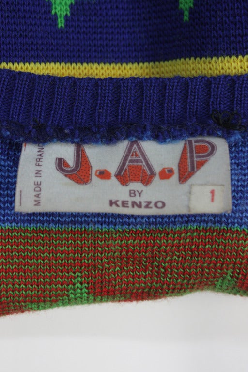 Women's 1980s Kenzo Jap Geometric Print Sweater Vest