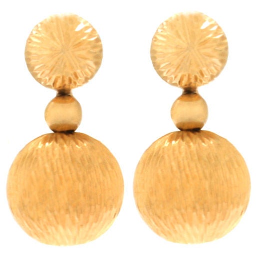 Mod Textured Gold Ball Earrings