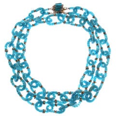 Archimede Seguso Glass Necklace with Rhinestone Rondelles