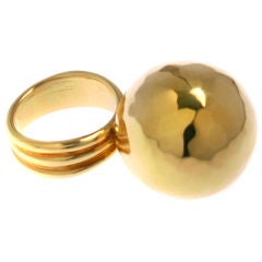 Large and Fun Hand Hammered gold Sphere Ring