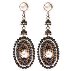 Antique Art Deco Pearl and Sapphire Earrings