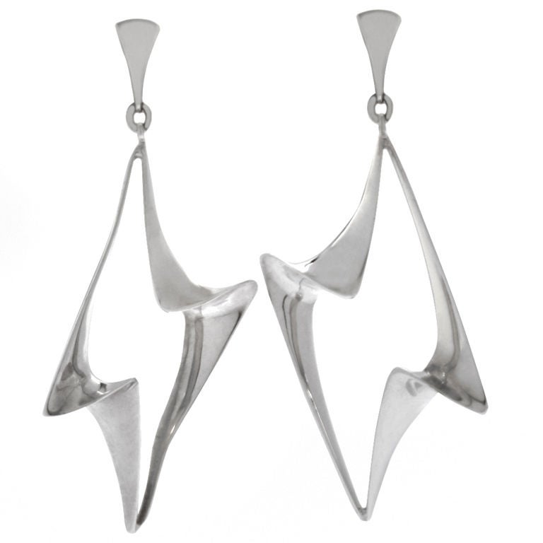 Ronald Pearson Sterling Silver Modernist Earrings