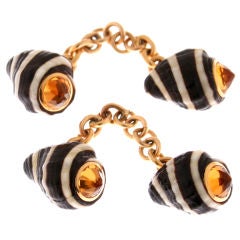 Trianon 18kt Gold Shell and Citrine Cufflinks