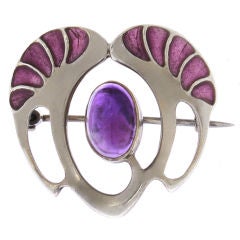 Early Theodore Fahrner Sterling Plique a Jour brooch