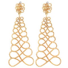 Roberto Coin Gold Twisted Rope Long Earrings Vintage Roberto Coin Gold Twisted Rope Long Earrings