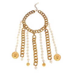 Vintage CHANEL Collarette with Pearls, Chains and Coins