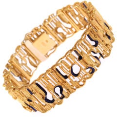 Sculptural Gold and Enamel Bracelet