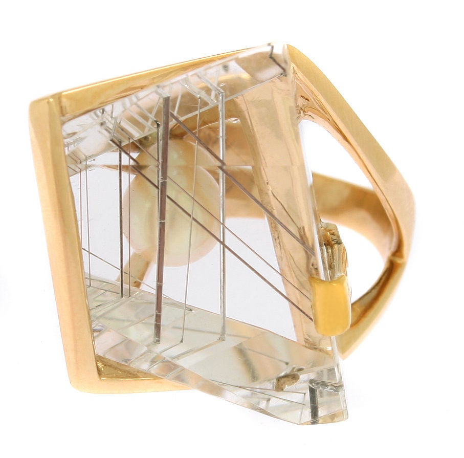 This is an incredible ring.  It is sculptural and optical.<br />
*Measurements*<br />
The face of this ring is 1 1/8