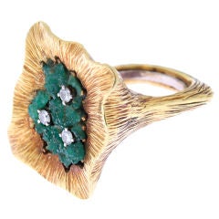 Retro Gold, Emerald and Diamond Ring by La Triomphe