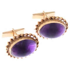 Vintage Pair of Gold and Amethyst Cufflinks