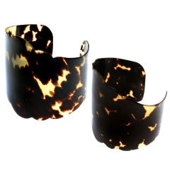 Victorian - Deco Pair of Large and Unusual Tortoise Shell Cuffs