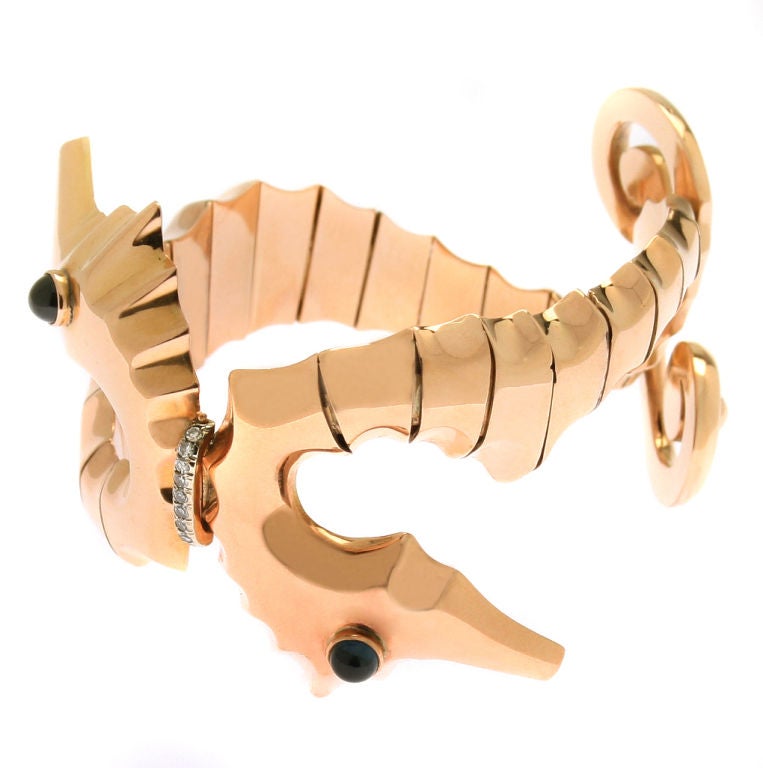 Women's Art Deco  Bracelet with Sea Horse Motif For Sale